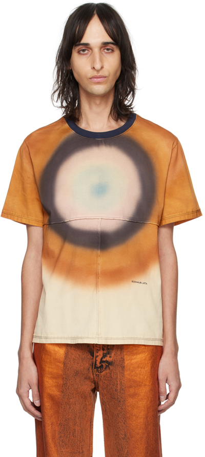 Eckhaus Latta Orange & Brown Lapped T-shirt In Oxygen