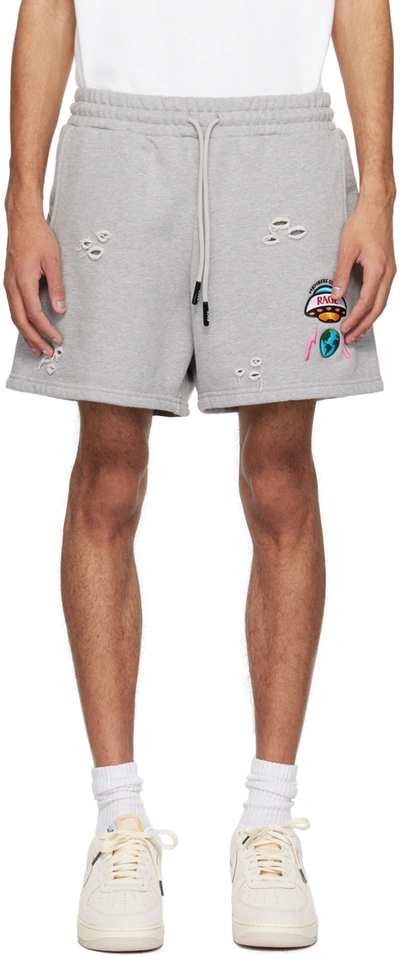 Members Of The Rage Grey Distressed Shorts In Heather Grey