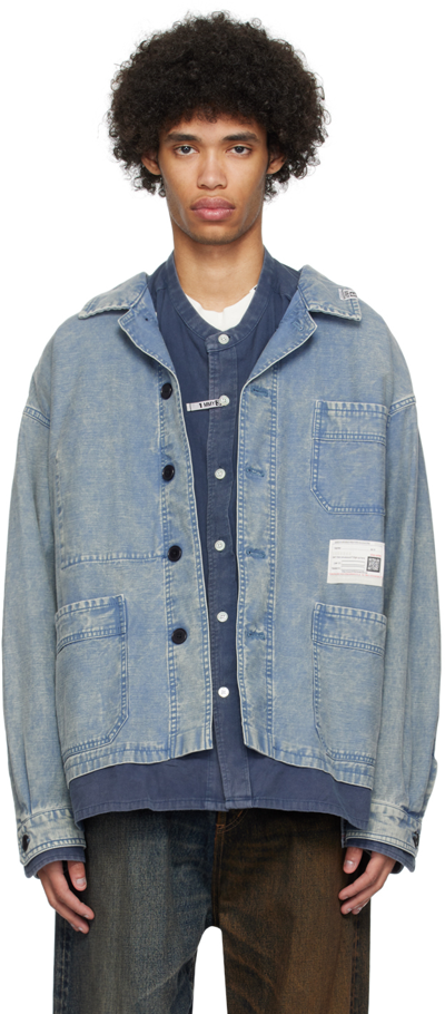 Miharayasuhiro 双分层式牛仔夹克式衬衫 In Blue
