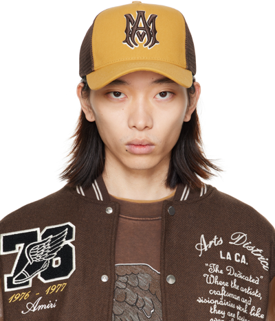 Amiri Yellow & Brown Ma Trucker Cap In Chai Tea