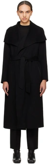 Mackage Draped Belted Wool Coat In Black
