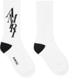 Amiri Stack Logo-jacquard Ribbed Cotton-blend Socks In White Black