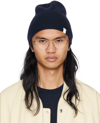 Jil Sander Navy Knit Beanie In 402 Midnight