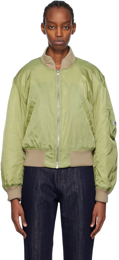 Victoria Beckham Cropped Bomber Jacket In Avocado