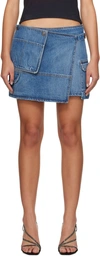 Msgm Blue Cargo Denim Miniskirt In 89 Blue