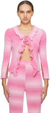 Msgm Pink Self-tie Cardigan In 12 Pink