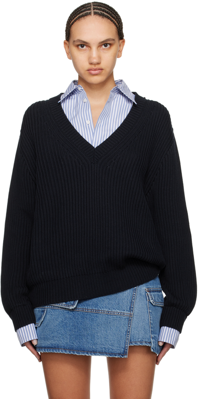 Msgm Navy Layered Sweater In 89 Blue