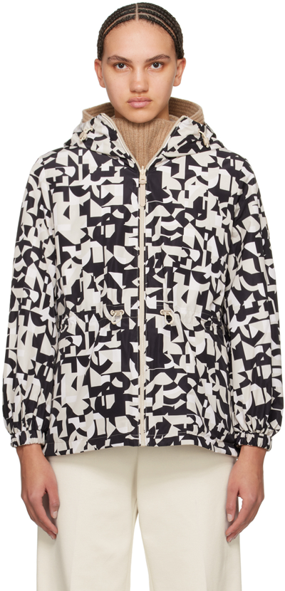 Mackage Geometric Print Reversible Delia Windbreaker In Black