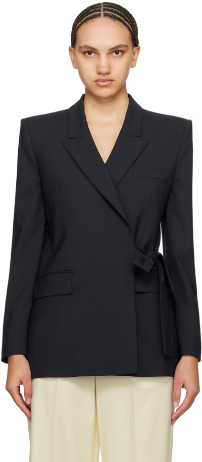 Msgm Navy Self-tie Blazer In 89 Navy