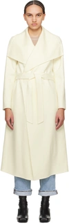 Mackage Mai Wool Belted Wrap Coat In Cream