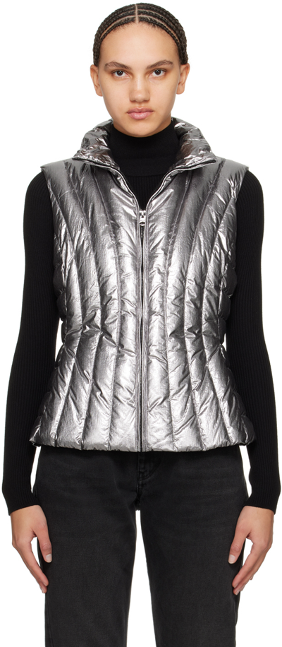 Mackage Women's Lilyan Metallic Laminate Down Waistcoat In Gunmetal