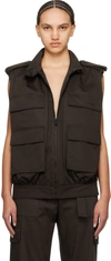 Msgm Embroidered-logo Twill Gilet In 30 Brown