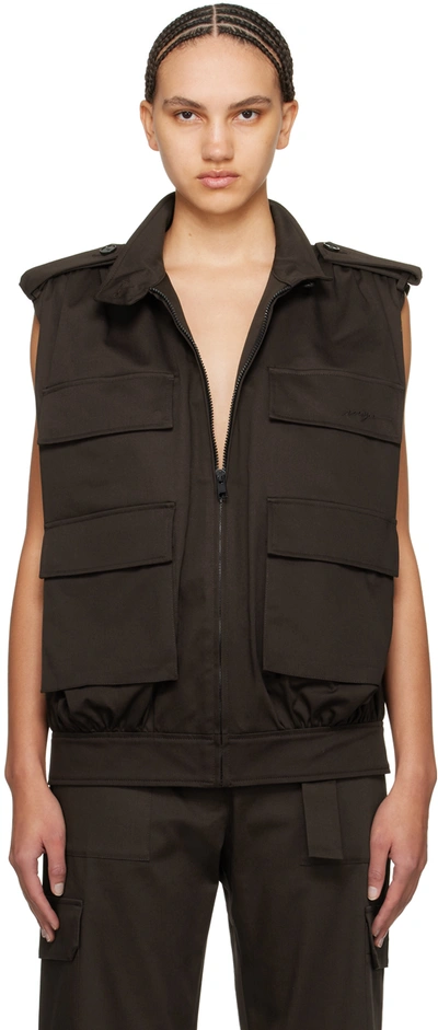 Msgm Brown Cargo Vest In 30 Brown