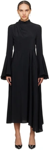 MSGM BLACK DRAPED MAXI DRESS