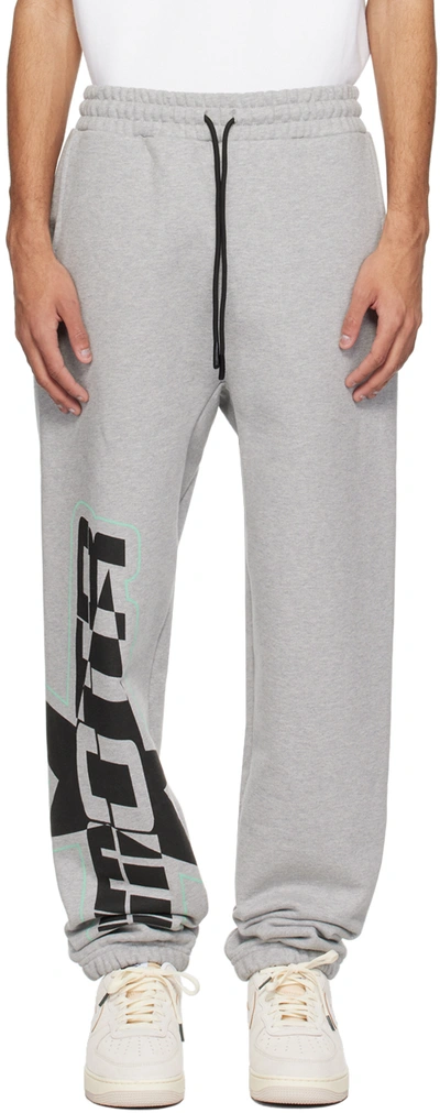 Members Of The Rage Gray Graphic Sweatpants In Heather Grey / Black