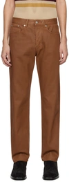 DRIES VAN NOTEN BROWN BUTTON-FLY JEANS