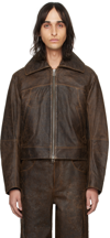 ECKHAUS LATTA BROWN HIDE LEATHER JACKET