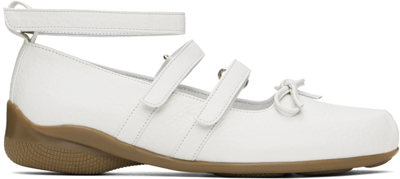 Open Yy White Strap Ballerina Flats