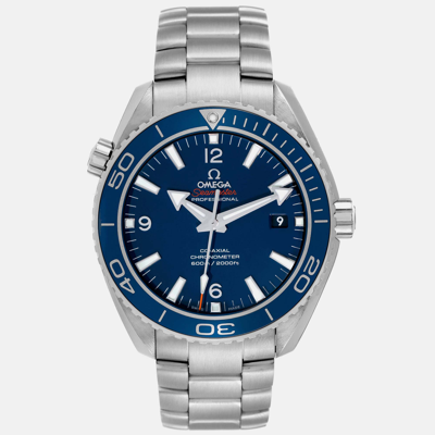 Pre-owned Omega Blue Titanium Seamaster 232.90.46.21.03.001 Automatic Men's Wristwatch 45.5 Mm