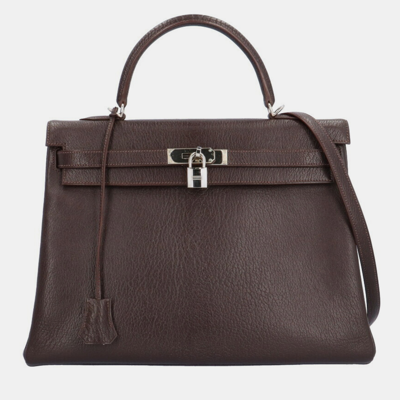 Pre-owned Hermes Kelly 32 Shoulder Bag Leather Brown Ladies