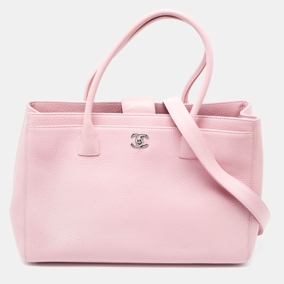 Pre-owned Chanel Pink Leather Executive Cerf Tote
