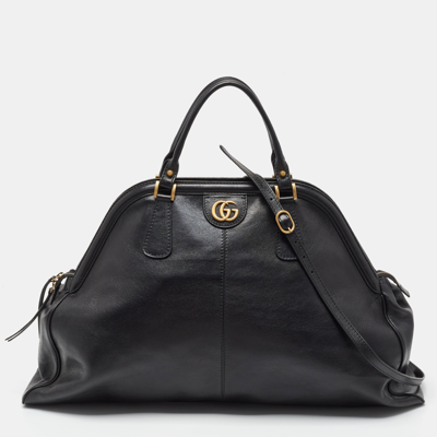 Pre-owned Gucci Black Leather Xl Re(belle) Weekender