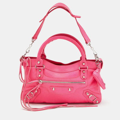 Pre-owned Balenciaga Neon Pink Leather Classic First Tote