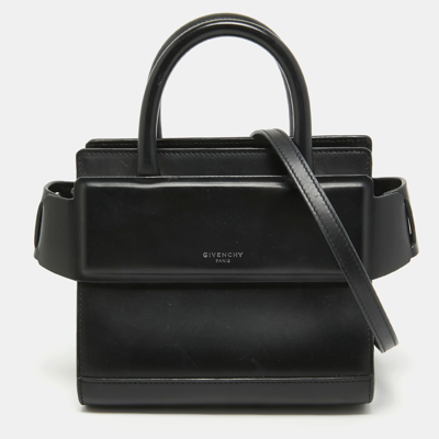 Pre-owned Givenchy Black Leather Nano Horizon Crossbody Bag