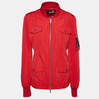 Pre-owned Love Moschino Red Zip Up Bomber Jacket M