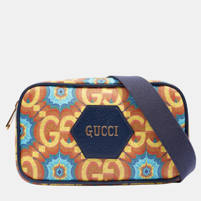 Pre-owned Gucci Kaleidoscope 100 Belt Bag Blue / Orange / Yellow Canvas In Multicolor