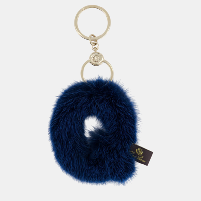Pre-owned Loro Piana Letter Q Navy Key Ring Accessory In Navy Blue
