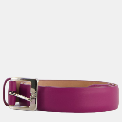 Pre-owned Loro Piana Fuchsia Leather Belt With Silver Hardware Size In Pink