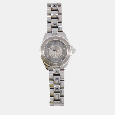 Pre-owned Chanel Silver Ceramic Steel J12 Watch 38mm