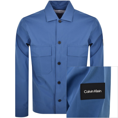 Calvin Klein Cotton Nylon Overshirt Jacket Blue