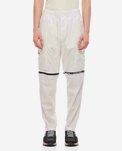 Stone Island Stretch Cotton Cargo Pants In White