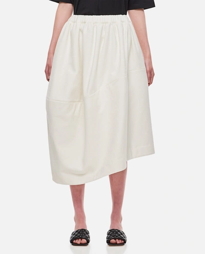 Comme Des Garçons Cotton Nylon Blen Midi Skirt In White