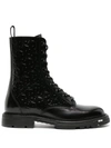 Dior Black Lace Up Boots In Black