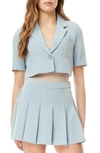 Love By Design Ryder Short Sleeve Blazer Top In Dusty Blue