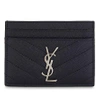 Saint Laurent Monogram Quilted Leather Card Holder In Black