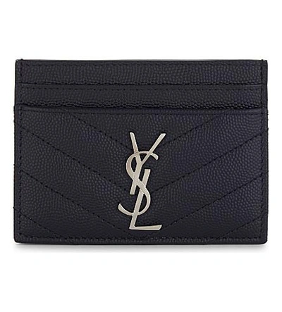 Saint Laurent Monogram Quilted Leather Card Holder In Black