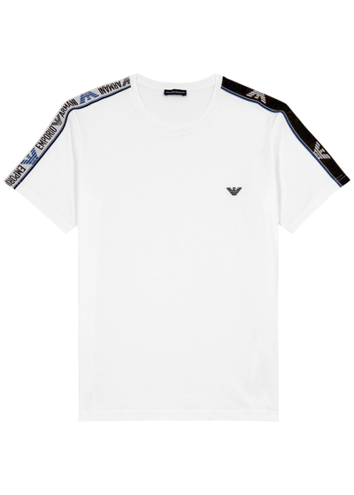 Emporio Armani Logo-trimmed Cotton T-shirt In White