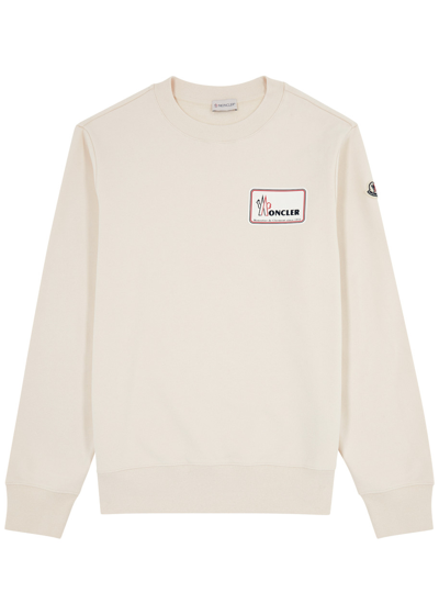 Moncler Logo Cotton Sweatshirt In Beige