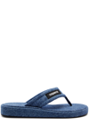 Coperni Blue Denim Branded Flip Flops In Blue