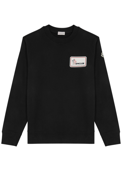 Moncler Logo Cotton Sweatshirt In Black