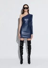 LAPOINTE FAUX LEATHER ONE SHOULDER DRESS