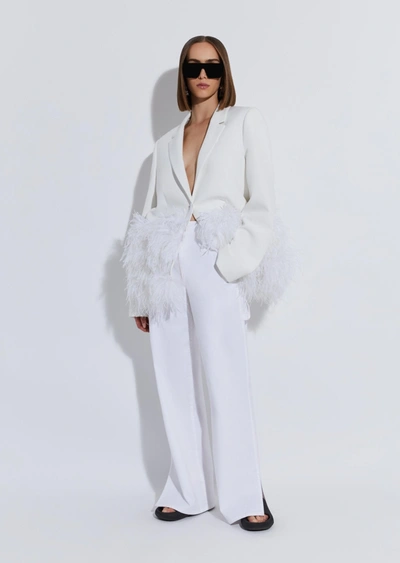 Lapointe Matte Crepe Feather Embroidery Relaxed Blazer In L
