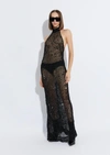Lapointe Mesh Sequin Halter Open Back Gown In 12