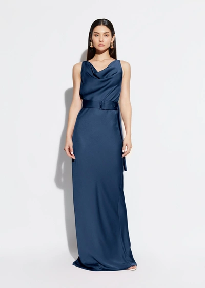 Lapointe Satin Bias Belted Gown In 14
