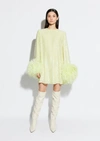 LAPOINTE SEQUIN DRESS WITH FEATHERS