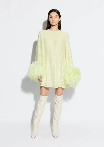 Lapointe Sequin Shift Dress With Feathers In L